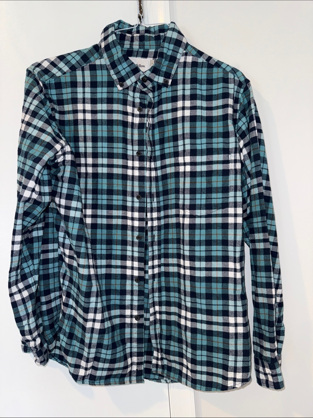 Goodfellow & Co Men's Teal Plaid flannel Button-Down Shirt
